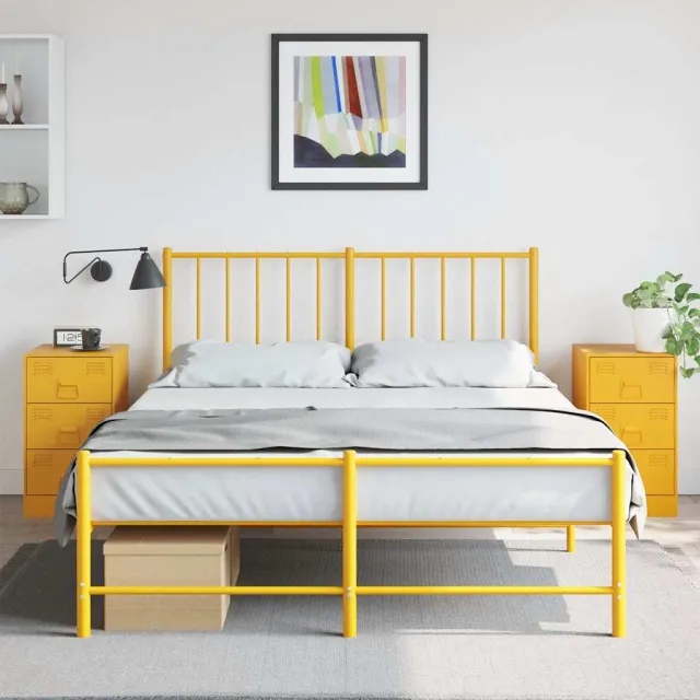 vidaXL Nachtkastjes 2 st 34,5x39x62 cm staal mosterdgeel, foto 2