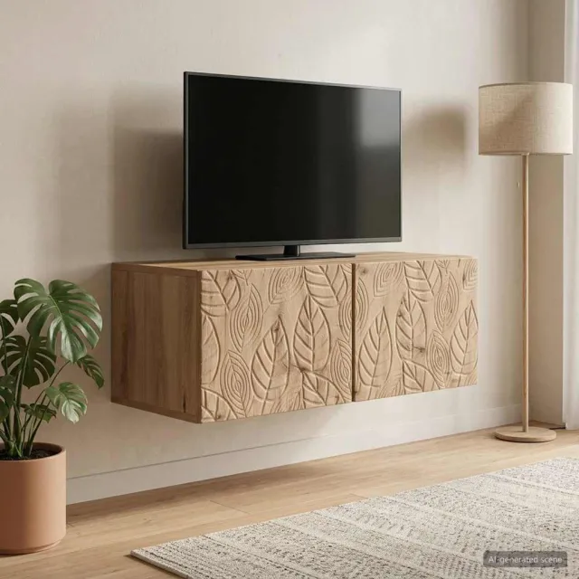 vidaXL Wandbeugel TV-kast 98 x 31 cm Artisanaal eiken Bewerkt hout, foto 2