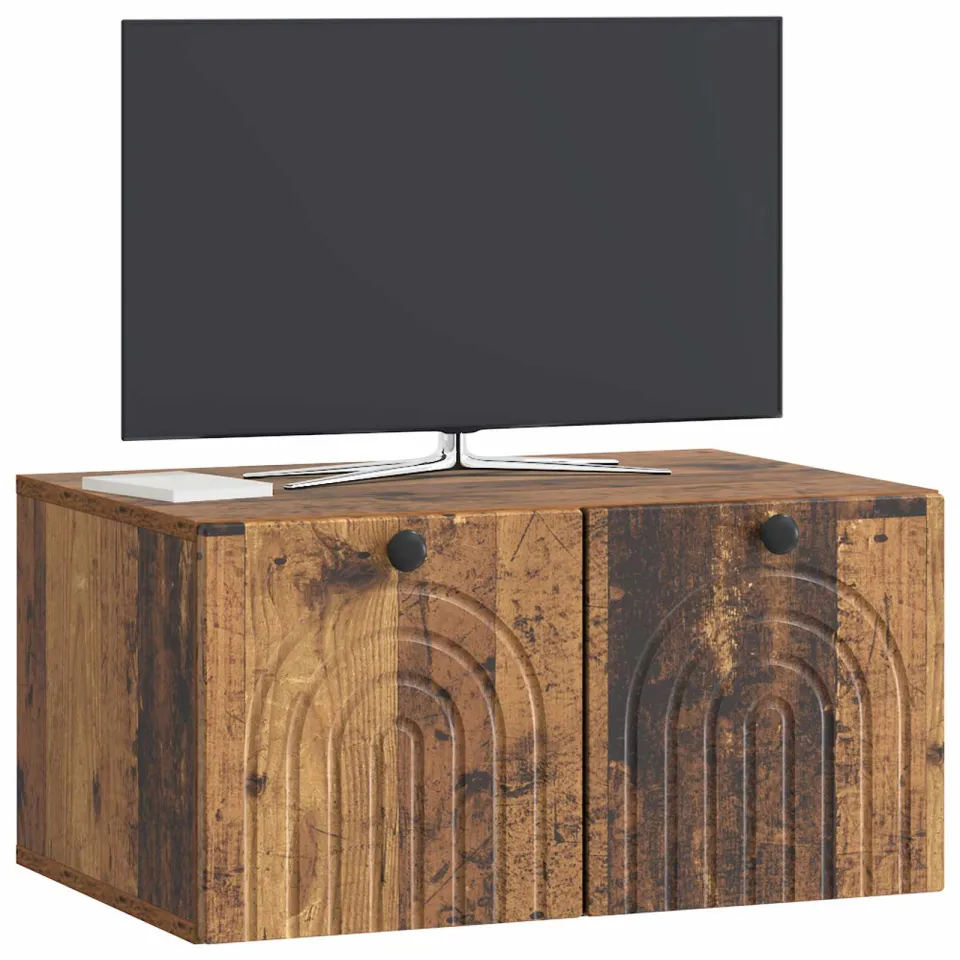 vidaXL Wandbeugel TV-kast Oud hout 59,5 x 41 x 30 cm Bewerkt hout Bruin