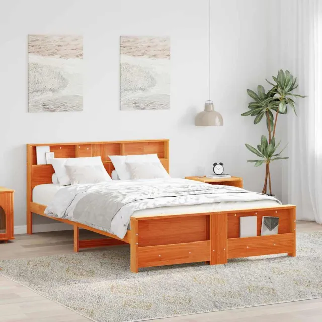 vidaXL Bedframe met plank Wasbruin 150 x 200 cm Massief grenenhout