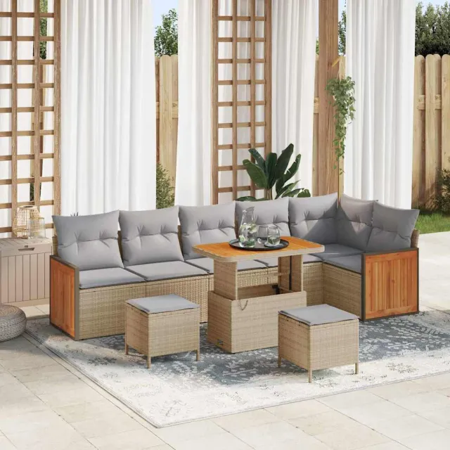 vidaXL Tuinbankenset 11 st 7-Aantal zitplaatsen Beige en Licht Grijs