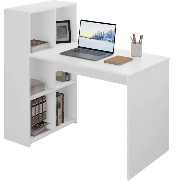 CreateEcom Bureau - kantoor - computerbureau - met opbergruimte - links of rechts monteerbaar - 120 x 111 x 63 cm - hout - wit