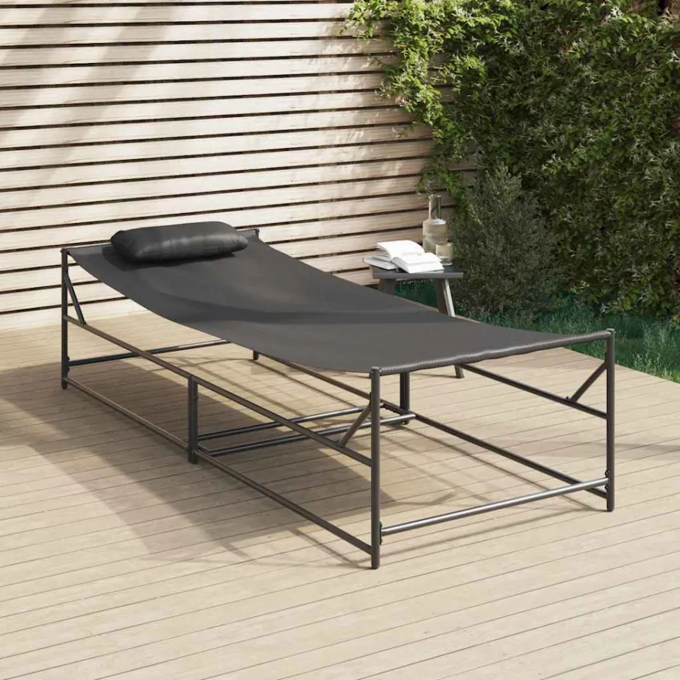 vidaXL Tuin Zonnebed 2 st Antraciet Gepoedercoat staal, foto 3