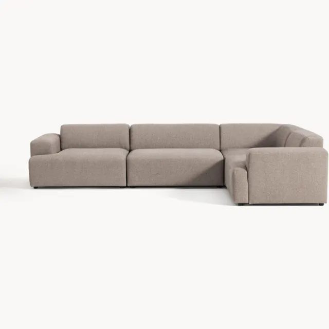 Westwing Collection Grote hoekbank Melva (4-zits) taupe