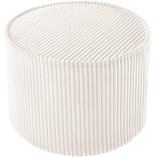 Wigiwama Corduroy Pouffe / Poef - Ø40x25cm - Marshmallow Wit