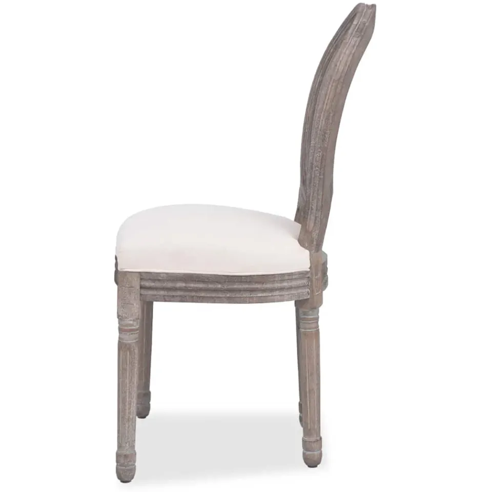 vidaXL Eetkamerstoelen 2 st stof crèmekleurig, foto 4
