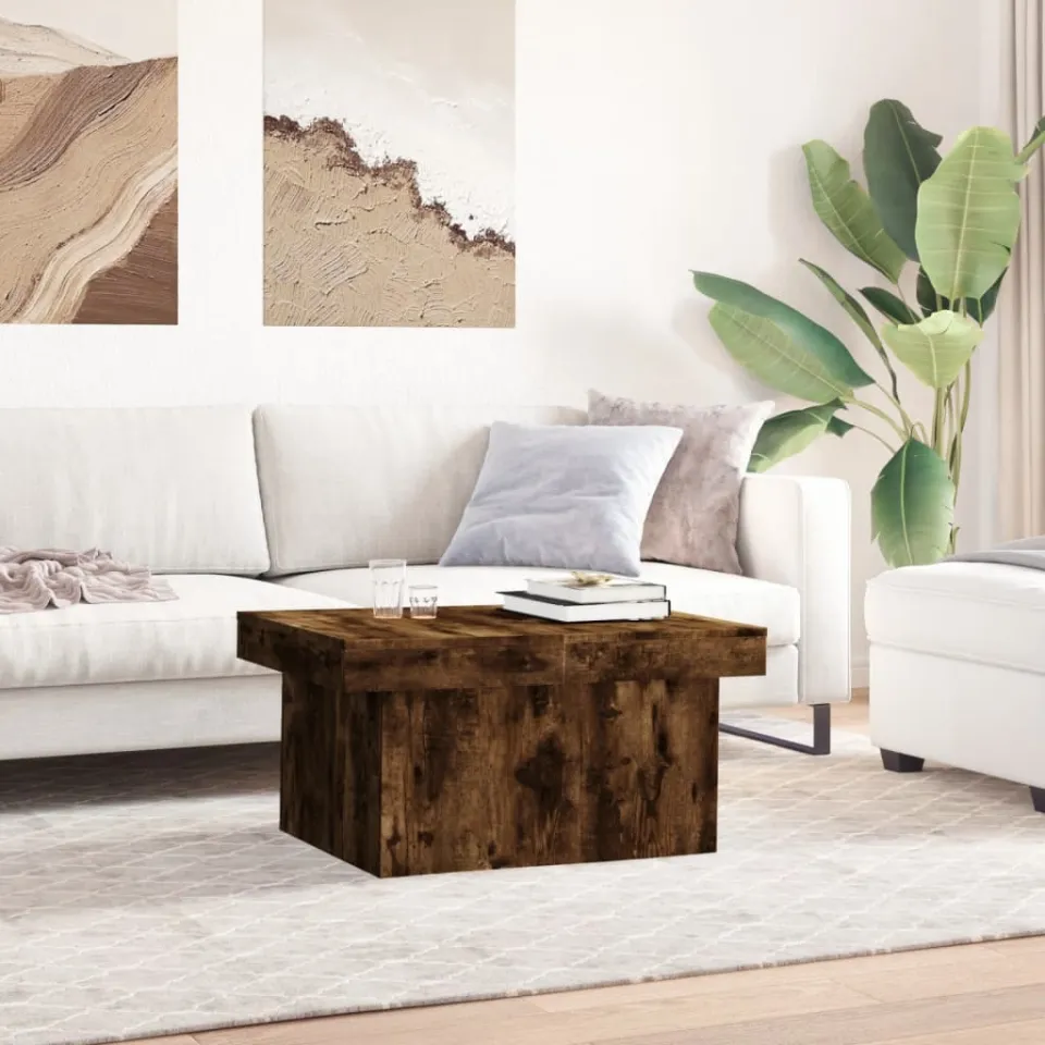 vidaXL Salontafel 80x55x40 cm bewerkt hout gerookt eikenkleurig, foto 3