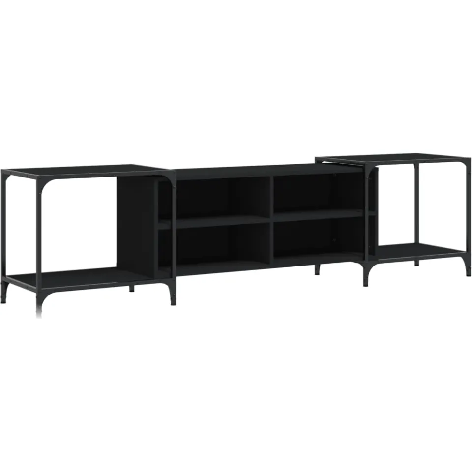 vidaXL Tv-meubel 203x37x50 cm bewerkt hout zwart, foto 3
