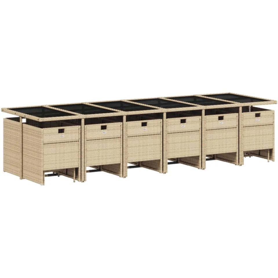vidaXL 17-delige Tuinset met kussens poly rattan beige