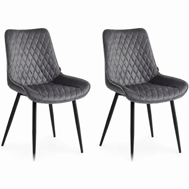 Colenis Adama Eetkamerstoel - Set Van 2 - Grijs - Fluweel - Velvet - Industrieel