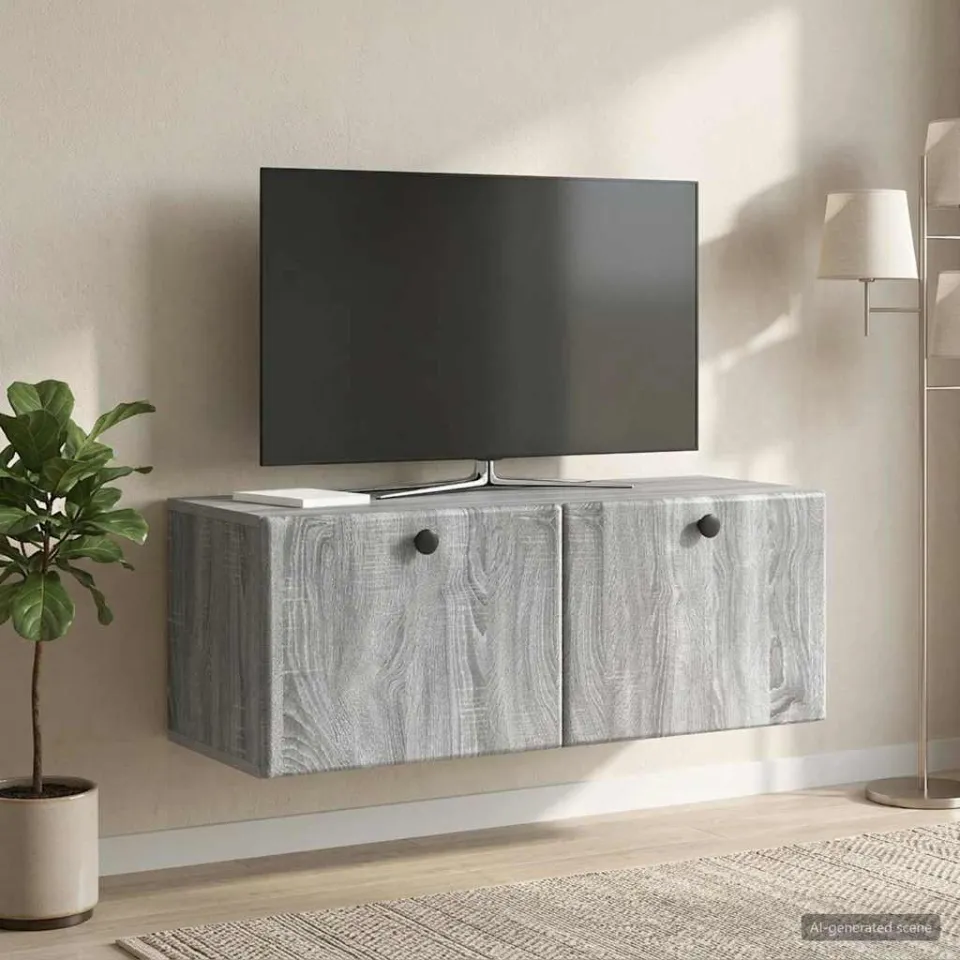 vidaXL Wandbeugel TV-kast 78,5 x 31 x 30 cm Grijs Sonoma Bewerkt hout, foto 4
