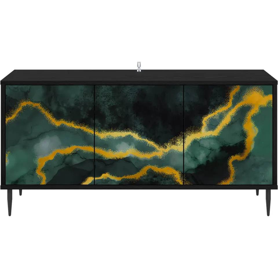vidaXL Tv-meubel WIJHE 102 x 33 x 51 cm Zwart eiken Bewerkt hout, foto 4