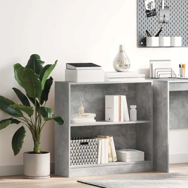 vidaXL Boekenkast 80x24x75 cm bewerkt hout betongrijs grijs, foto 2