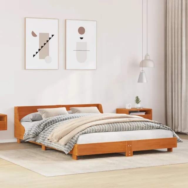 vidaXL Bedframe zonder matras massief grenenhout wasbruin 150x200 cm bruin