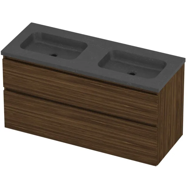 Proline Rollo Badmeubelset Hardsteen Elegant Dubbel 120x46x62 cm Blue Stone Cabana Oak Eiken