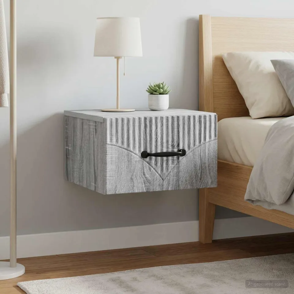 vidaXL Wandbeugel Bedkast 2 st Grijs sonoma 34,5 x 33 x 20 cm, foto 4