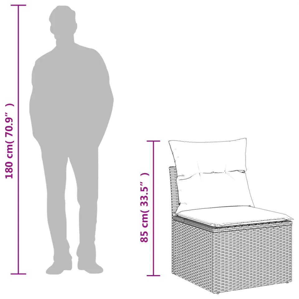 vidaXL 6-delige Loungeset met kussens poly rattan bruin, foto 4