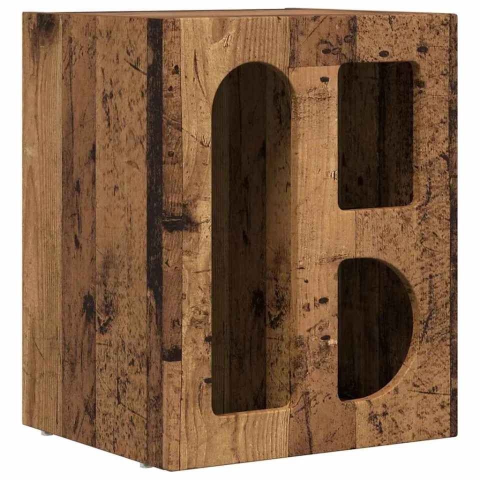 vidaXL Nachtkastje ELST Oudhout 40 x 35 x 50 cm Bewerkt hout bruin, foto 3