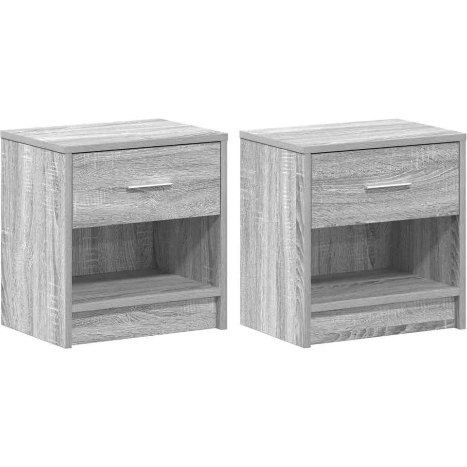 vidaXL Nachtkastjes 2 st met lade 39x28x41 cm grijs sonoma eiken, foto 3