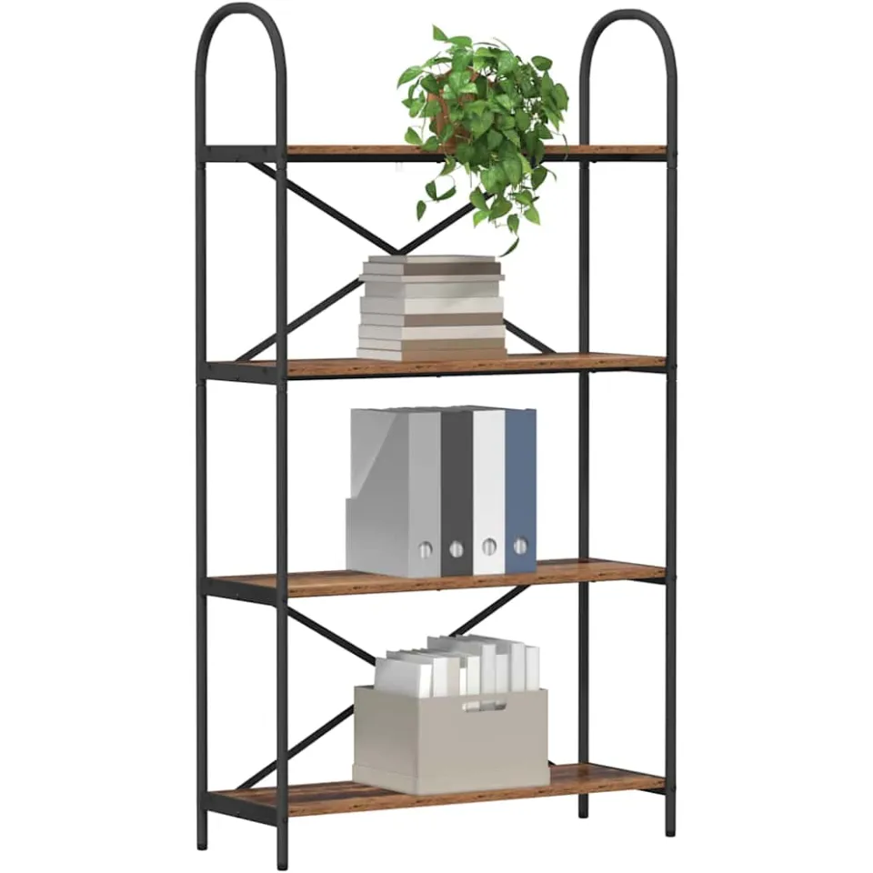 vidaXL Boekenkast 4-laags 80 x 30 x 146 cm Bewerkt hout Oudhout Bruin