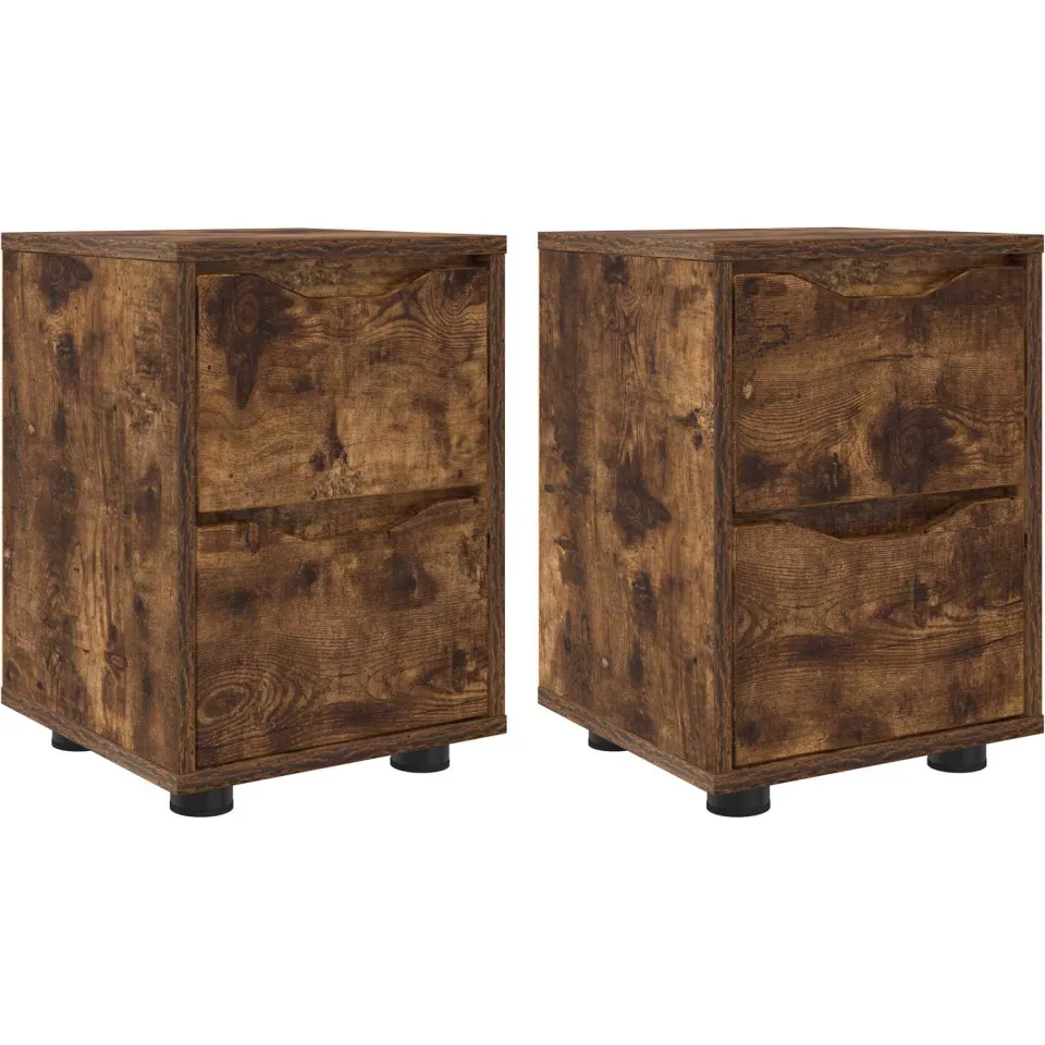 vidaXL Nachtkastjes 2 st Gerookt eiken 30,5 x 30 x 43 cm Bewerkt hout, foto 3