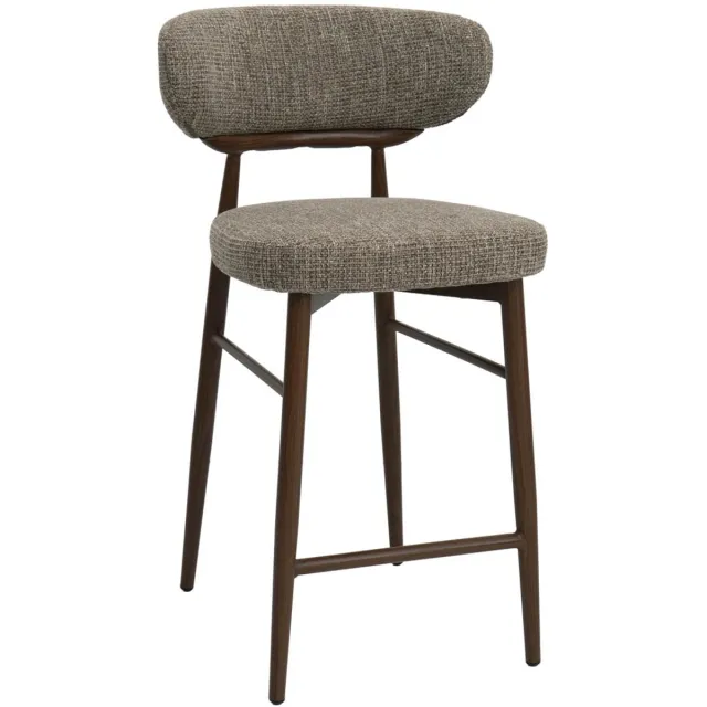 DÉJA Living Barkruk Milan - Taupe/Walnoot - Zithoogte 75cm - Set van 2