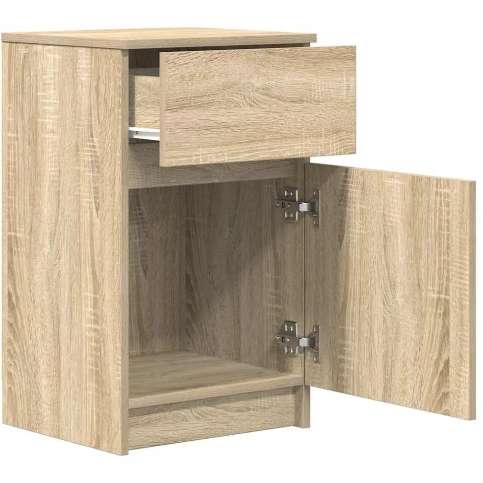 vidaXL Nachtkastje 39x35x65 cm bewerkt hout sonoma eikenkleurig, foto 4