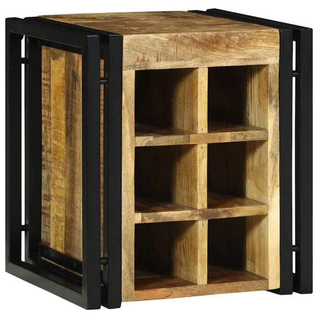 vidaXL Wijnrek Bruin en zwart 35 x 35 x 39 cm Massief Mango Hout