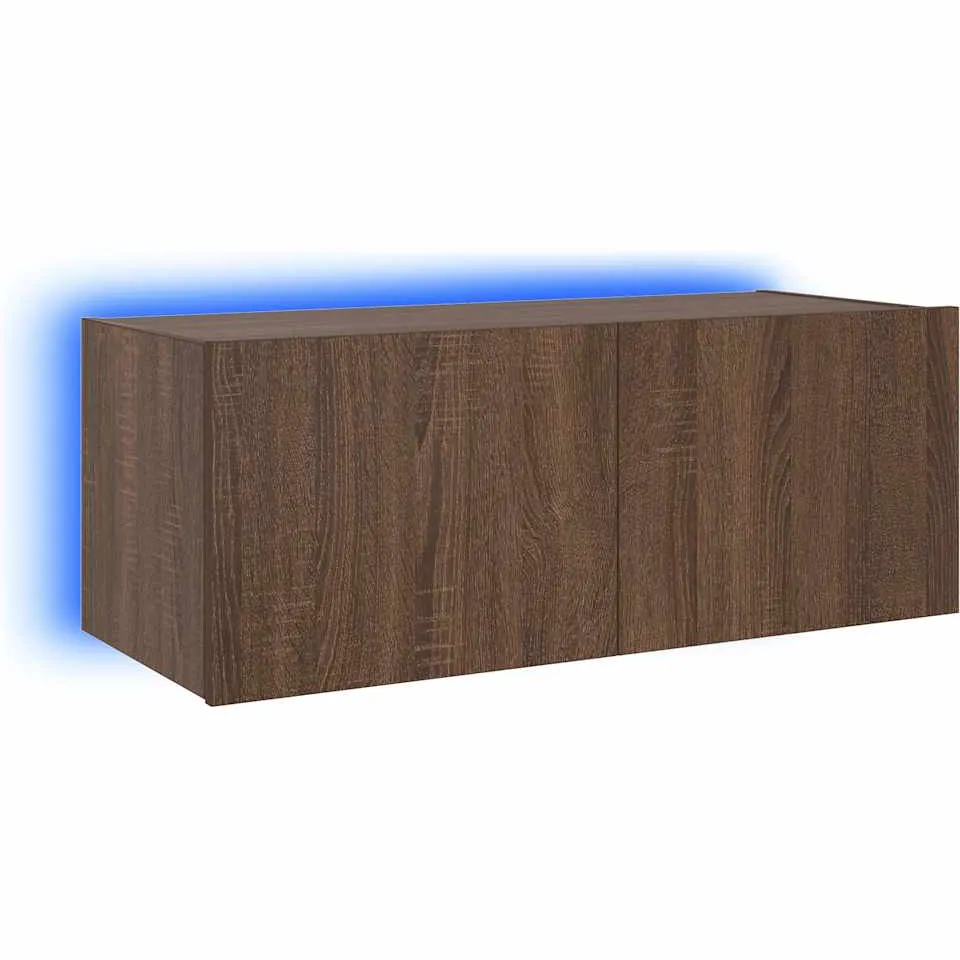 vidaXL Tv-wandmeubel met LED-verlichting 80x35x31 cm bruin eikenkleur