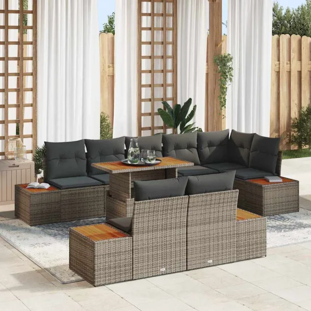 vidaXL Tuin Sofa Set 9 st Grijs Poly riet, foto 2