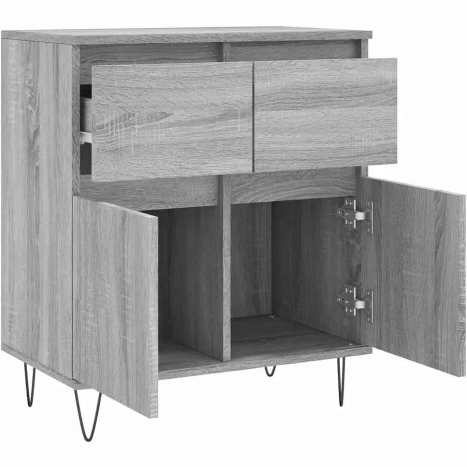 vidaXL Dressoir 60x35x70 cm bewerkt hout grijs sonoma eikenkleurig, foto 4