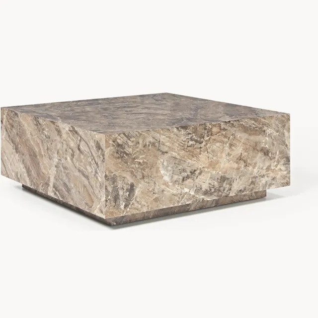 Westwing Collection Salontafel Lesley met marmerlook Bruin