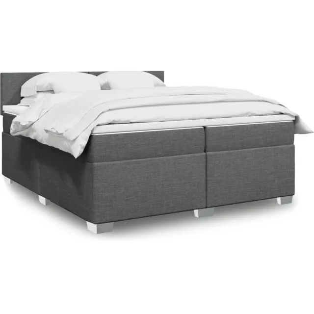 vidaXL Boxspring met matras stof donkergrijs 200x200 cm grijs