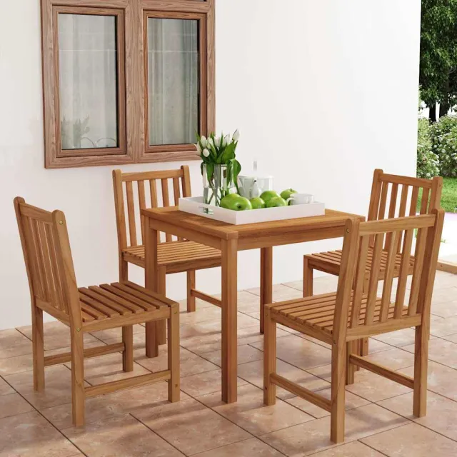 vidaXL 5-delige tuinset 80x80 cm massief teakhout bruin, foto 2