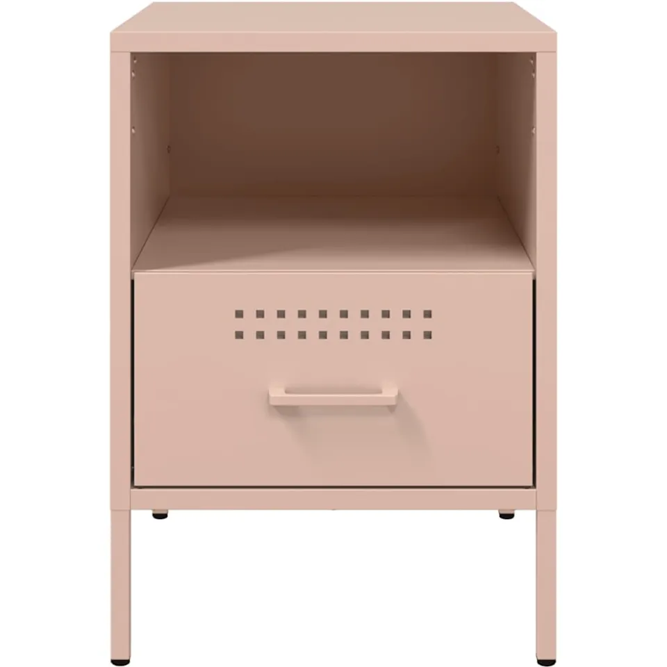 vidaXL Nachtkastjes 2 st 36x39x50,5 cm staal roze
