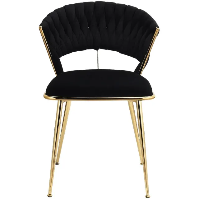 Happiq Dining Chair 2-delig - Ergonomische Stoel met metalen Frame en Fluwelen Zitting - Modern Design, Zwart A - voor Keuken, Woonkamer of Balkon