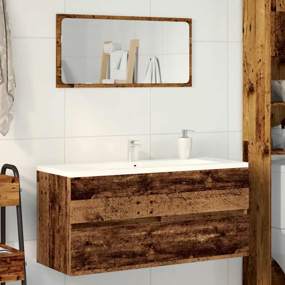 vidaXL Wastafelkast 100x38,5x45 cm bewerkt hout oud houtkleurig bruin, foto 2