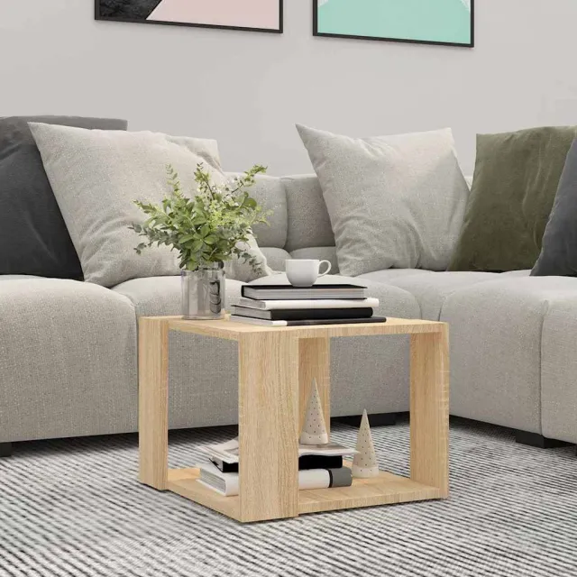 vidaXL Salontafel 40x40x30 cm bewerkt hout sonoma eikenkleurig, foto 2