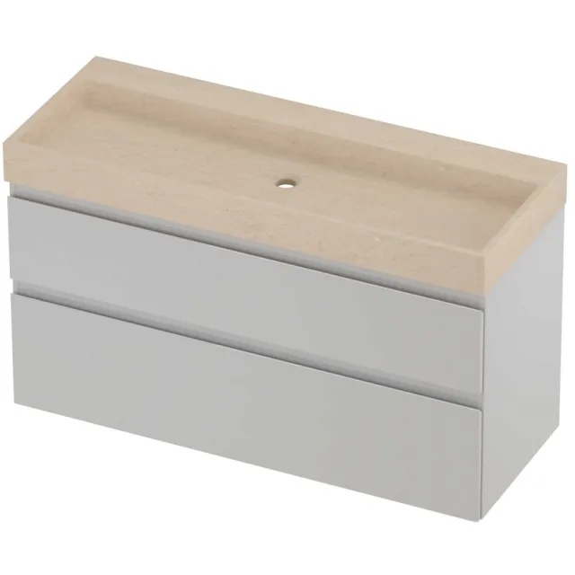 Proline Evoli Badmeubelset Hardsteen Loft Zonder Kraangat 120x46x70 cm Sand Stone Glans Wit