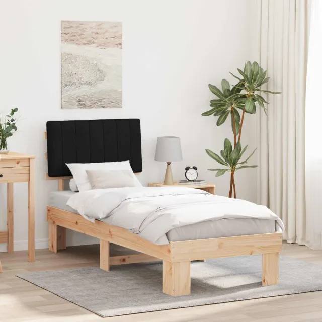 vidaXL Bedframe met Gevoerd Hoofdgedeelte Zwart 75 x 190 cm
