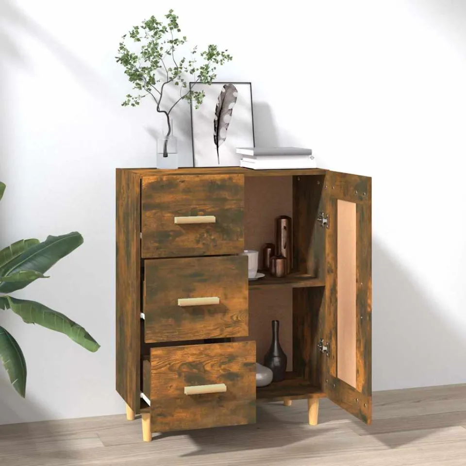 vidaXL Dressoir 69,5x34x90 cm bewerkt hout gerookt eikenkleurig, foto 3