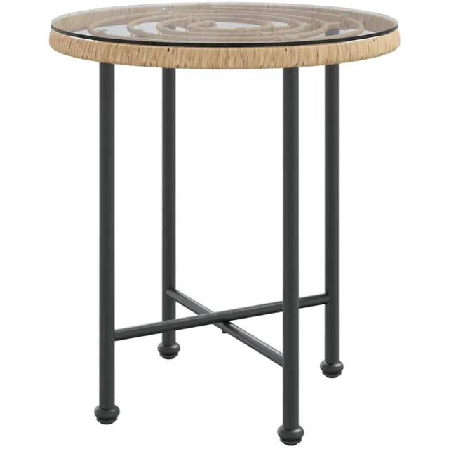 vidaXL Eettafel - Ø50 - cm - gehard - glas - en - staal Bruin