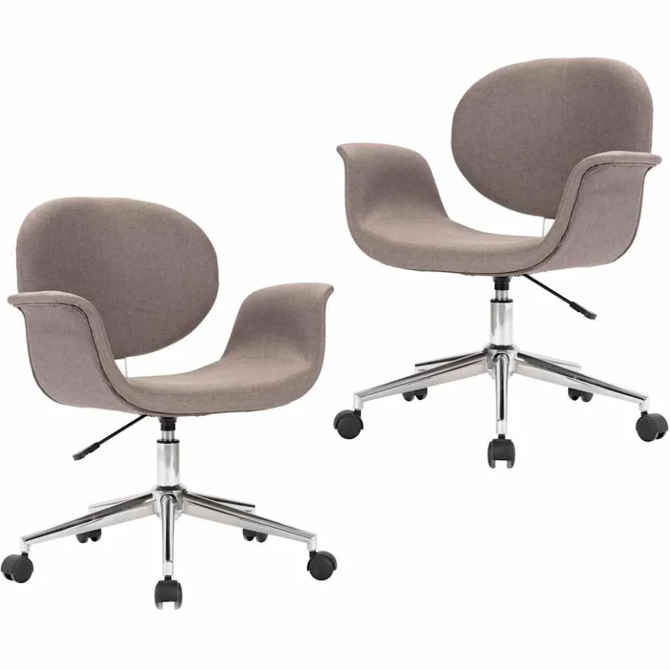 vidaXL Eetkamerstoelen draaibaar 2 st stof taupe, foto 3