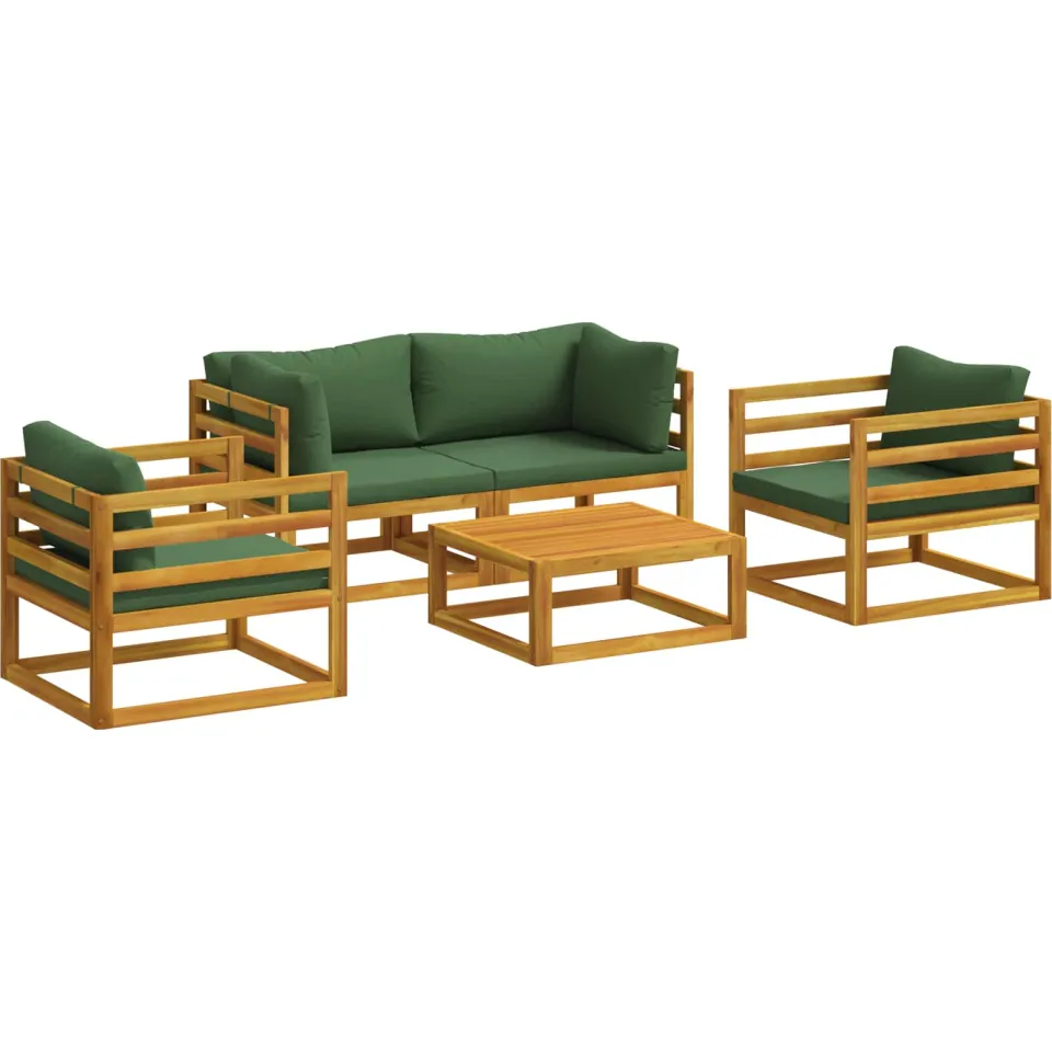 vidaXL 5-delige Tuinloungeset Modulair Naturel Massief Acaciahout, foto 3