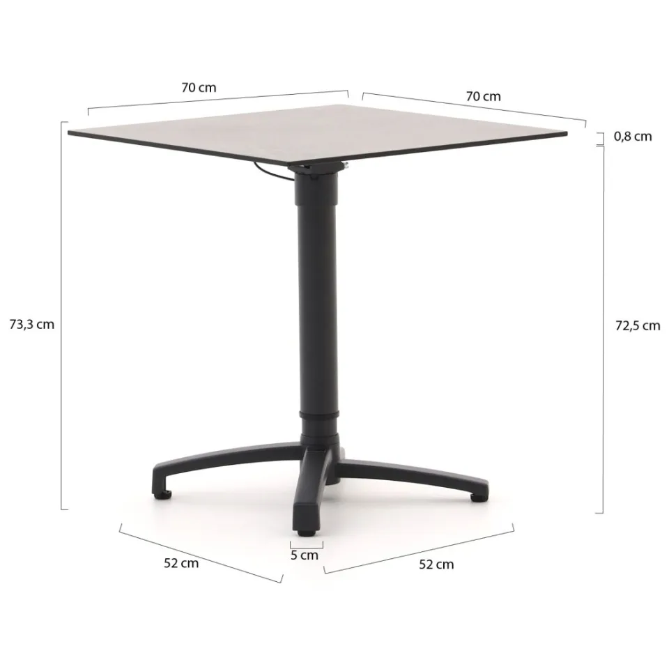 Forza Furniture Forza Sile/Canzo 70cm dining tuinset 3-delig verstelbaar zwart, foto 3