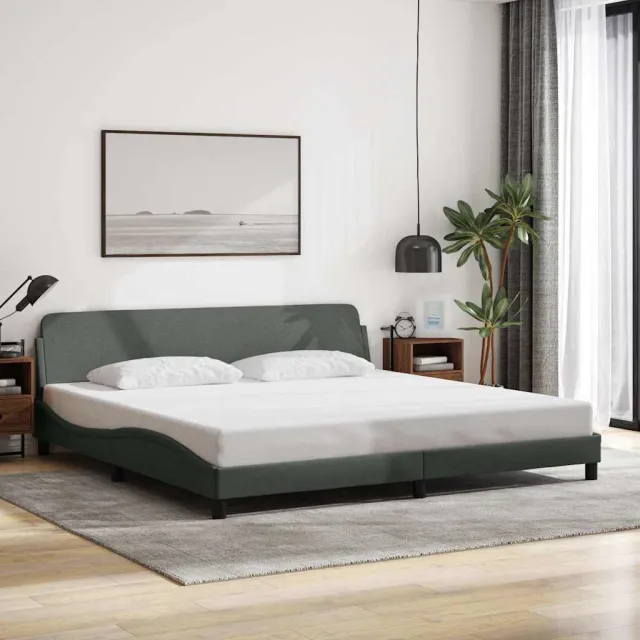 vidaXL Bedframe "Dover" stof donkergrijs 200x200 cm