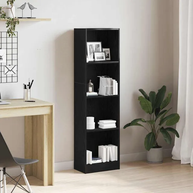 vidaXL Boekenkast Zwart Eiken 40x24x143 cm Engineered Wood Bruin