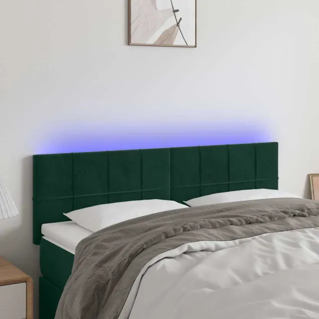 vidaXL Hoofdbord LED 144x5x78/88 cm fluweel donkergroen groen