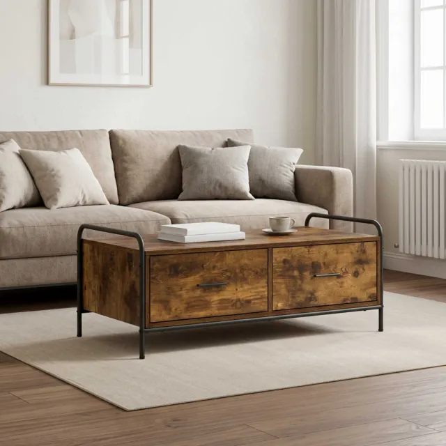 vidaXL Salontafel Gerookt eiken 99,5 x 49 x 41 cm Bewerkt hout