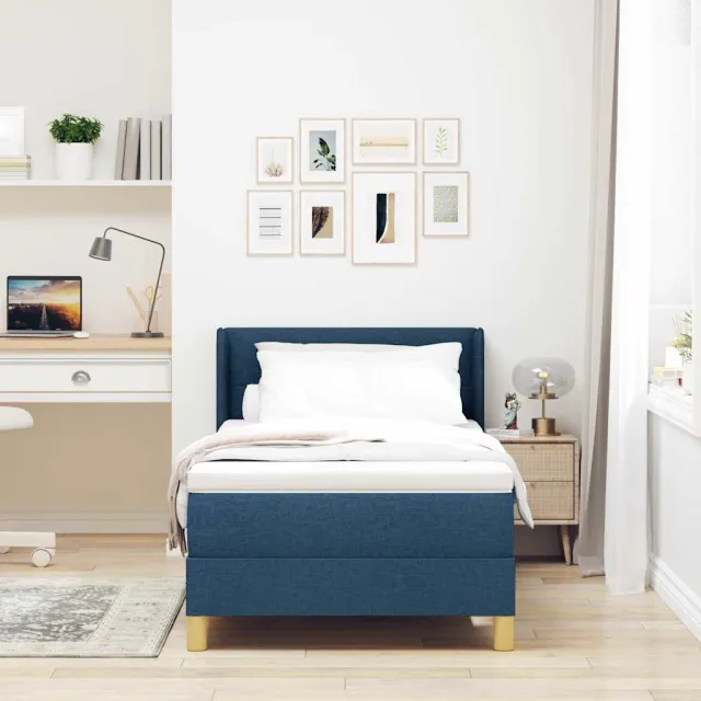 vidaXL Boxspringbed met hoofdeinde Blauw 200 x 90 cm Stof